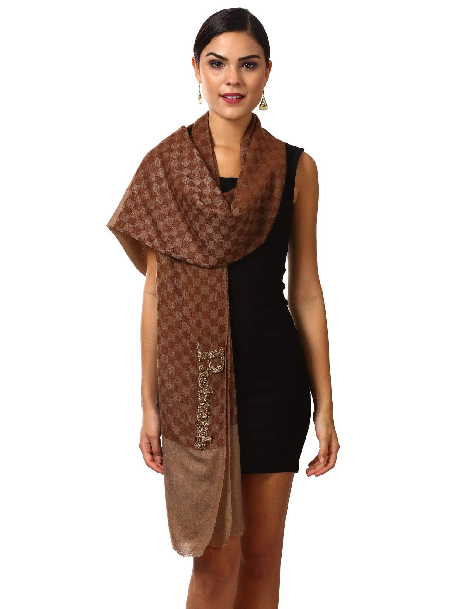 Pashtush Shawl Store Stole Pashutsh Womens Signature Pashmina Scarf with Pashtush Charm Logo