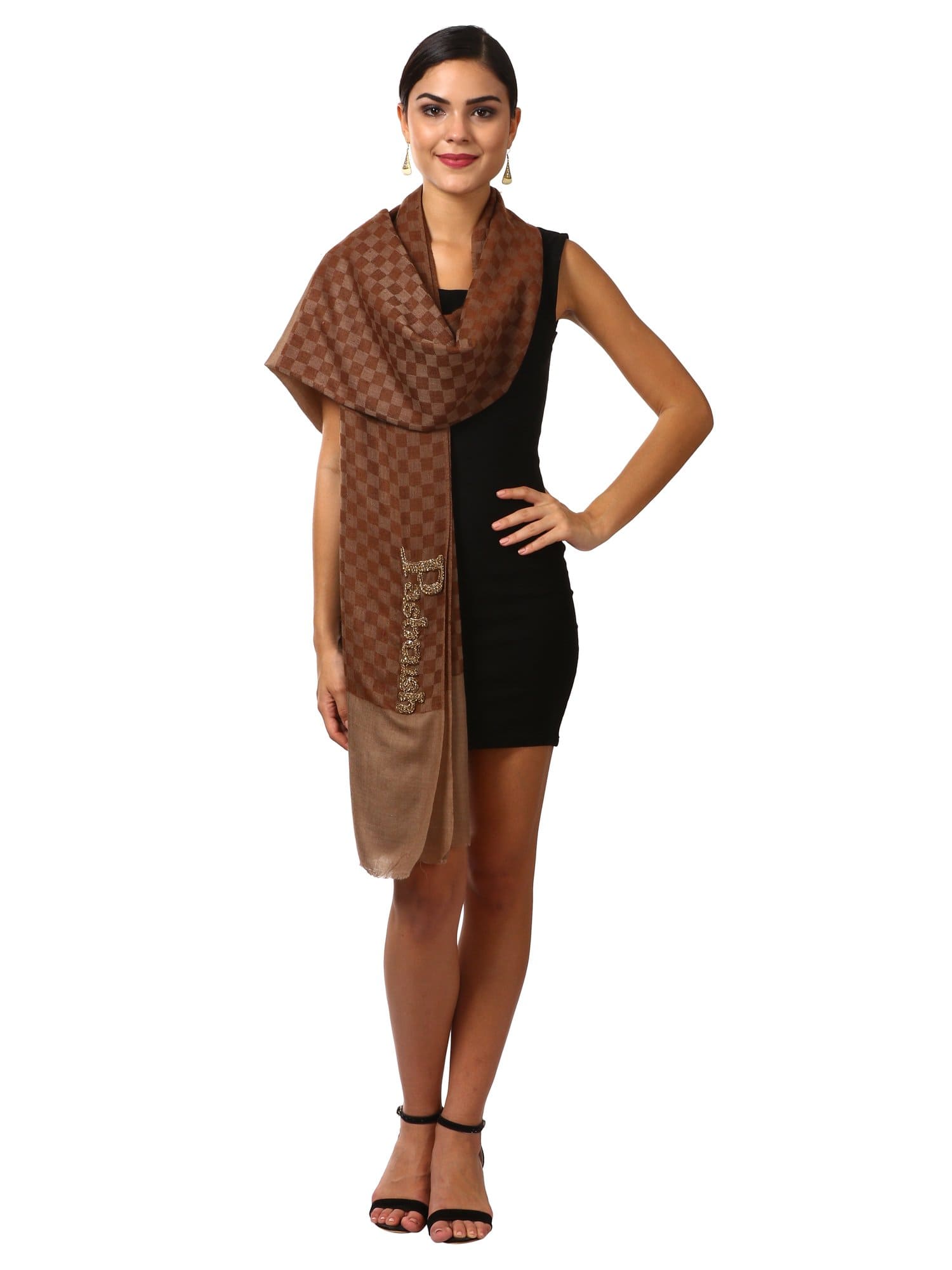 Pashtush Shawl Store Stole Pashutsh Womens Signature Pashmina Scarf with Pashtush Charm Logo