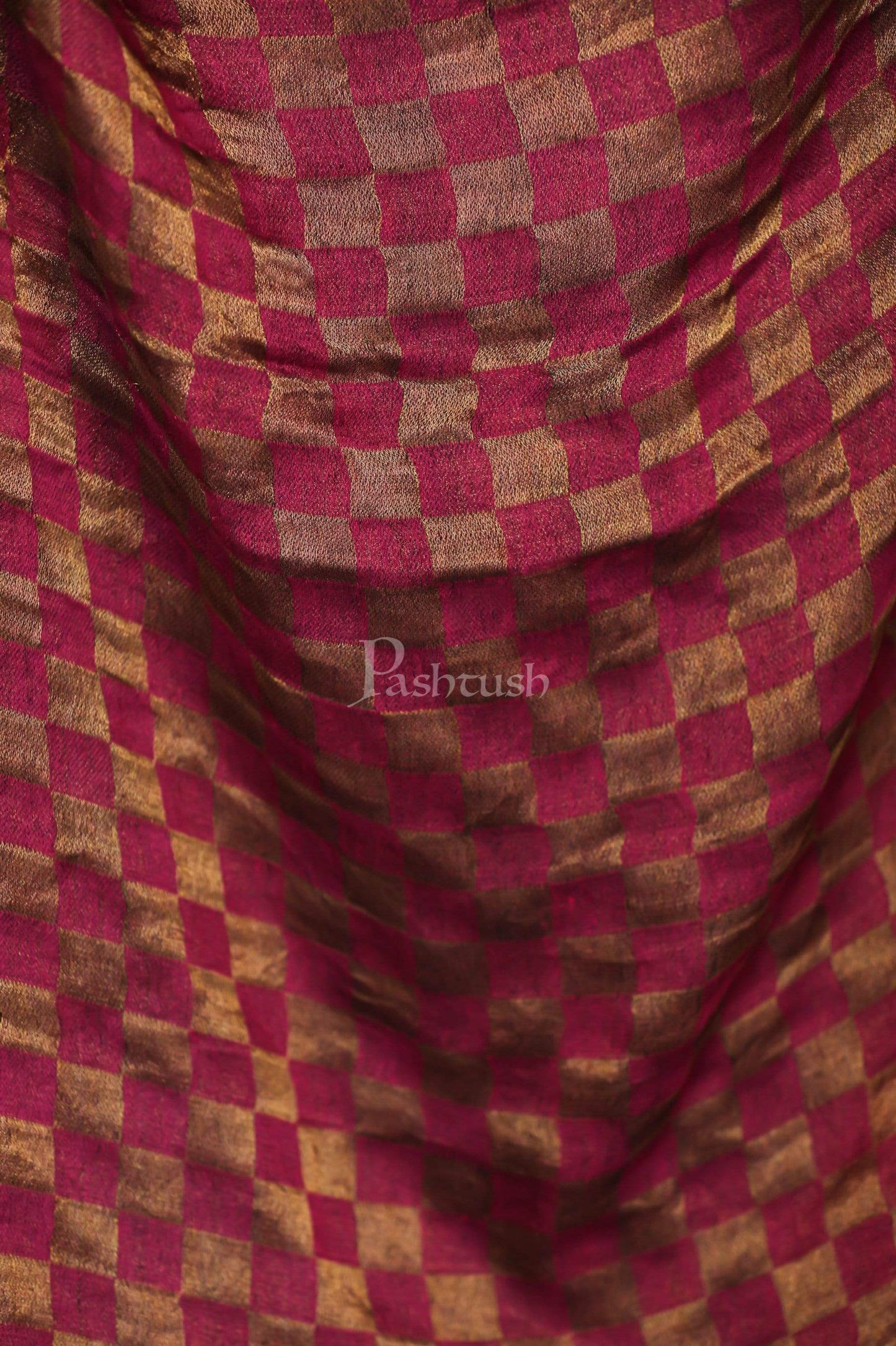 Pashtush Shawl Store Stole Pashutsh Womens Twilight Checkered Scarf, With Shimmery Zari Thread Weave