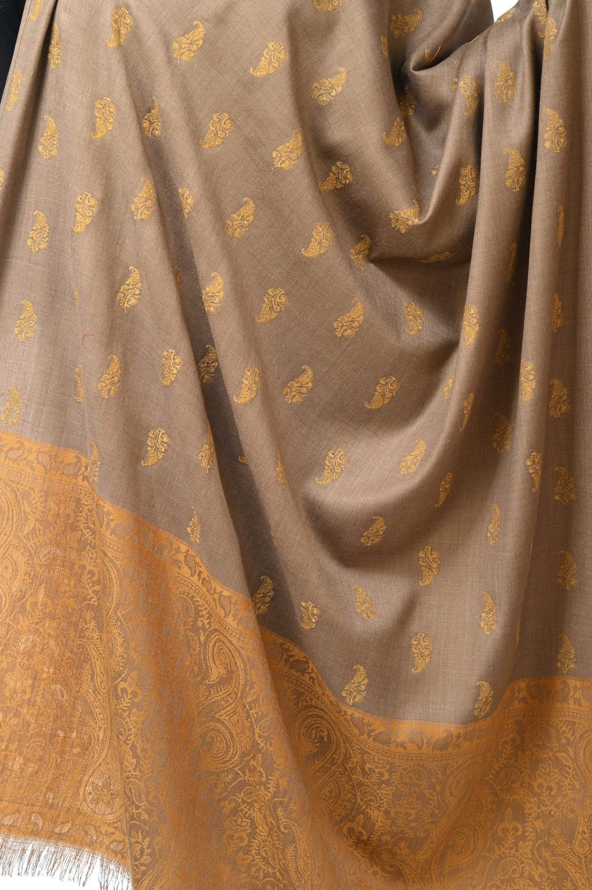 Pashwool 100x200 Pashwool Womens Embroidered Shawl, Kashmiri Stitch, With Woven Jamawar Palla