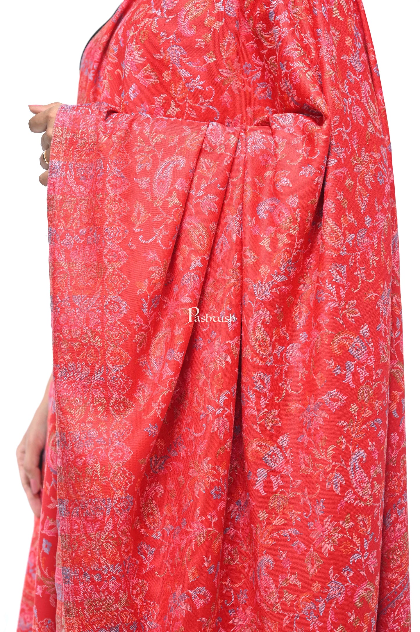 Pashwool Womens Shawls Pashwool Womens Ethnic Design Shawl, Light Weight, Soft And Warm Fuschia