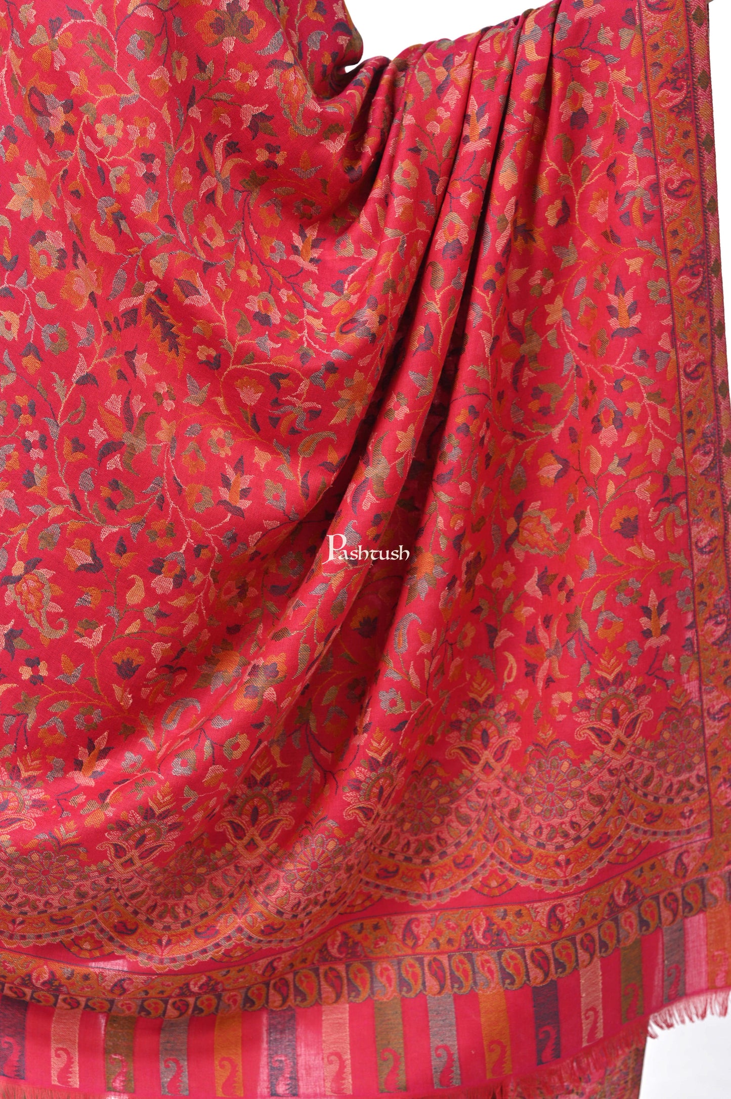 Pashwool Womens Shawls Pashwool Womens Ethnic Design Shawl, Light Weight, Soft And Warm, Pink