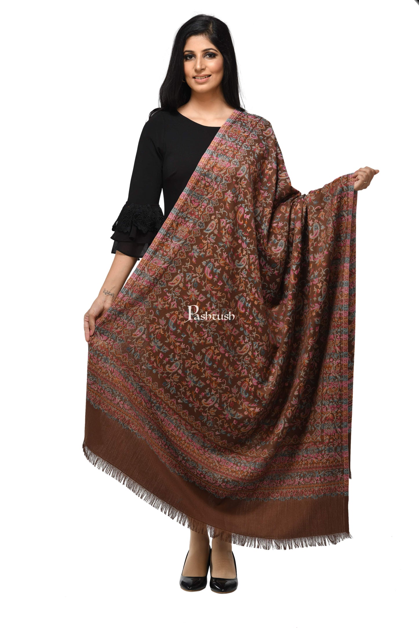 Pashwool Womens Shawls Pashwool Womens Ethnic Design Shawl, Light Weight, Soft And Warm, Sahara