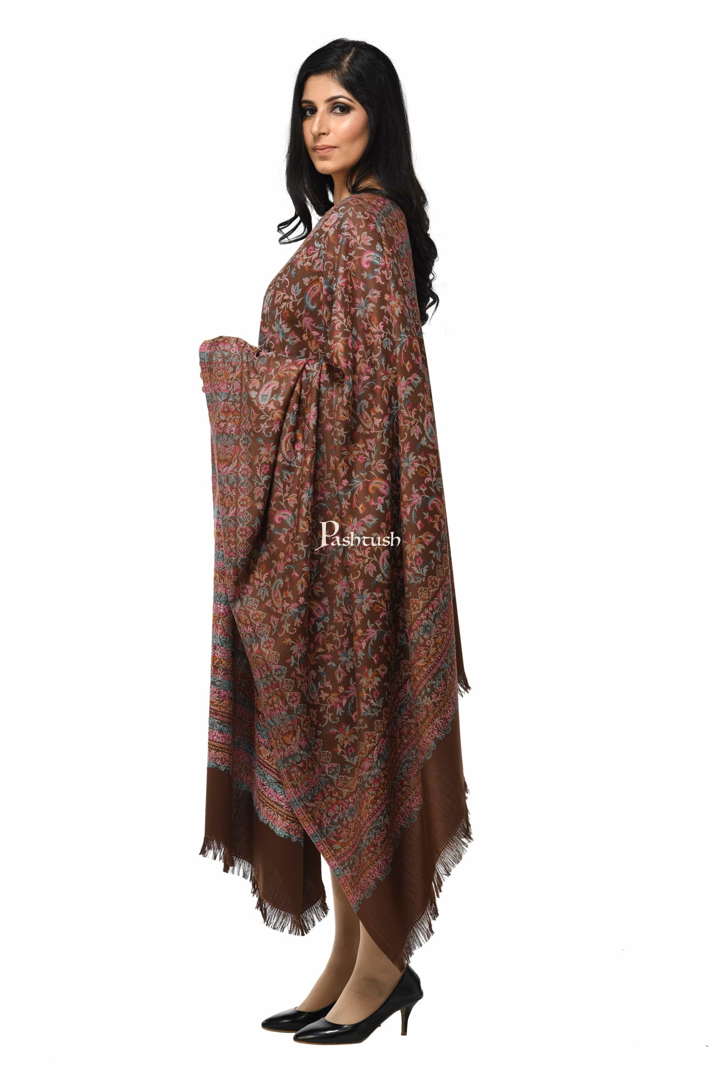 Pashwool Womens Shawls Pashwool Womens Ethnic Design Shawl, Light Weight, Soft And Warm, Sahara