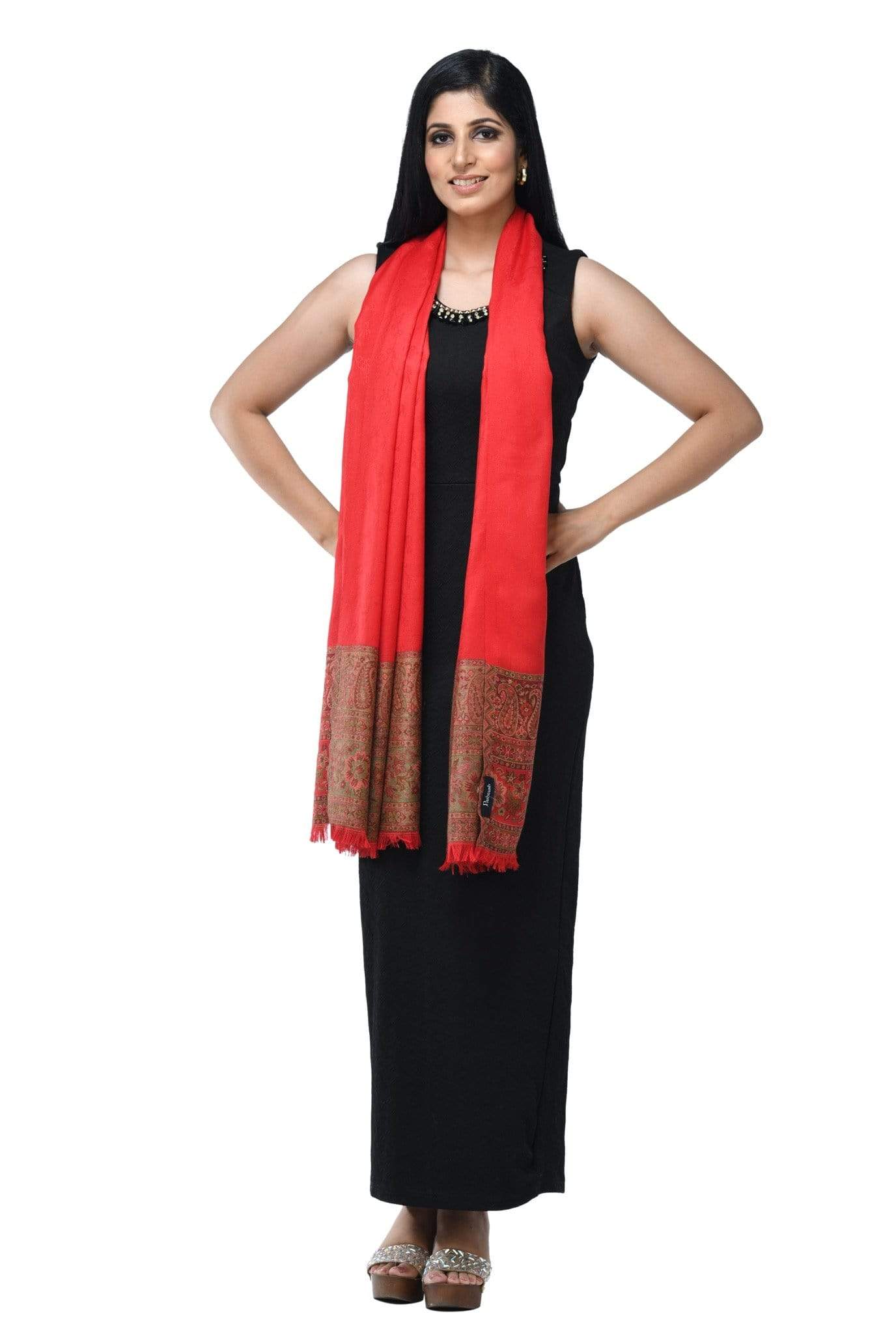 Pashwool 70x200 Pashwool Womens Extra Soft Bamboo Scarf, Woven Ethnic Design, Soft