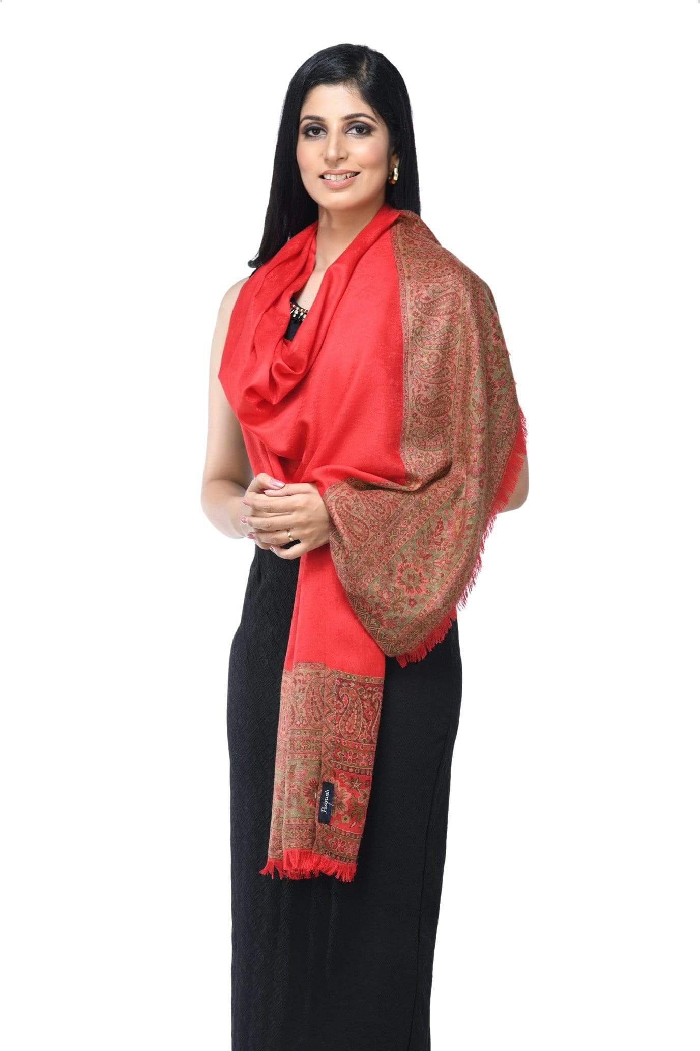 Pashwool 70x200 Pashwool Womens Extra Soft Bamboo Scarf, Woven Ethnic Design, Soft