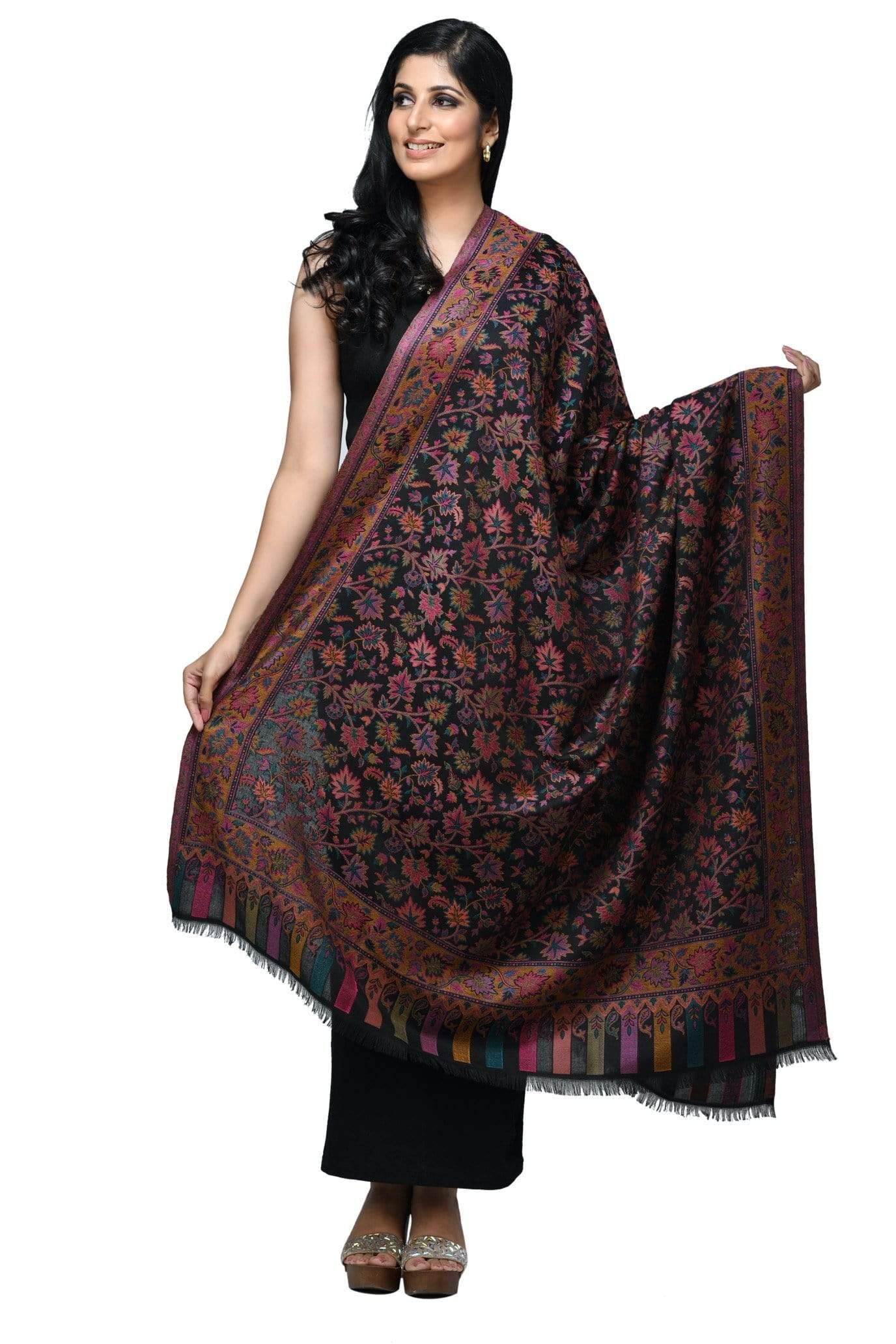 Pashwool 100x200 Pashwool Womens Kaani Design Shawl, Light Weight, Soft and Warm