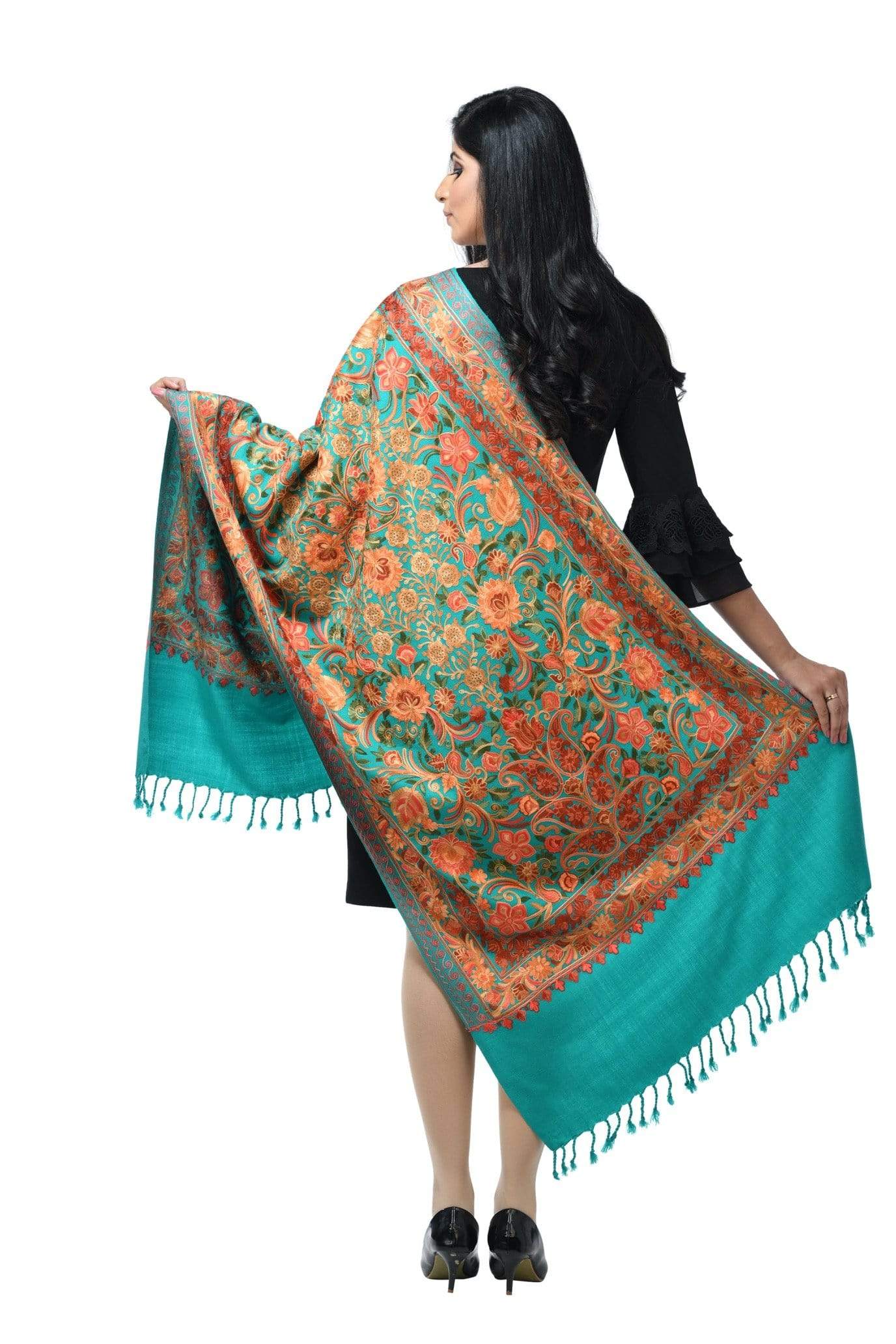 Pashwool 70x200 Pashwool Womens Kashmiri Embroidery Stole, Soft and Warm, Woollen Stole