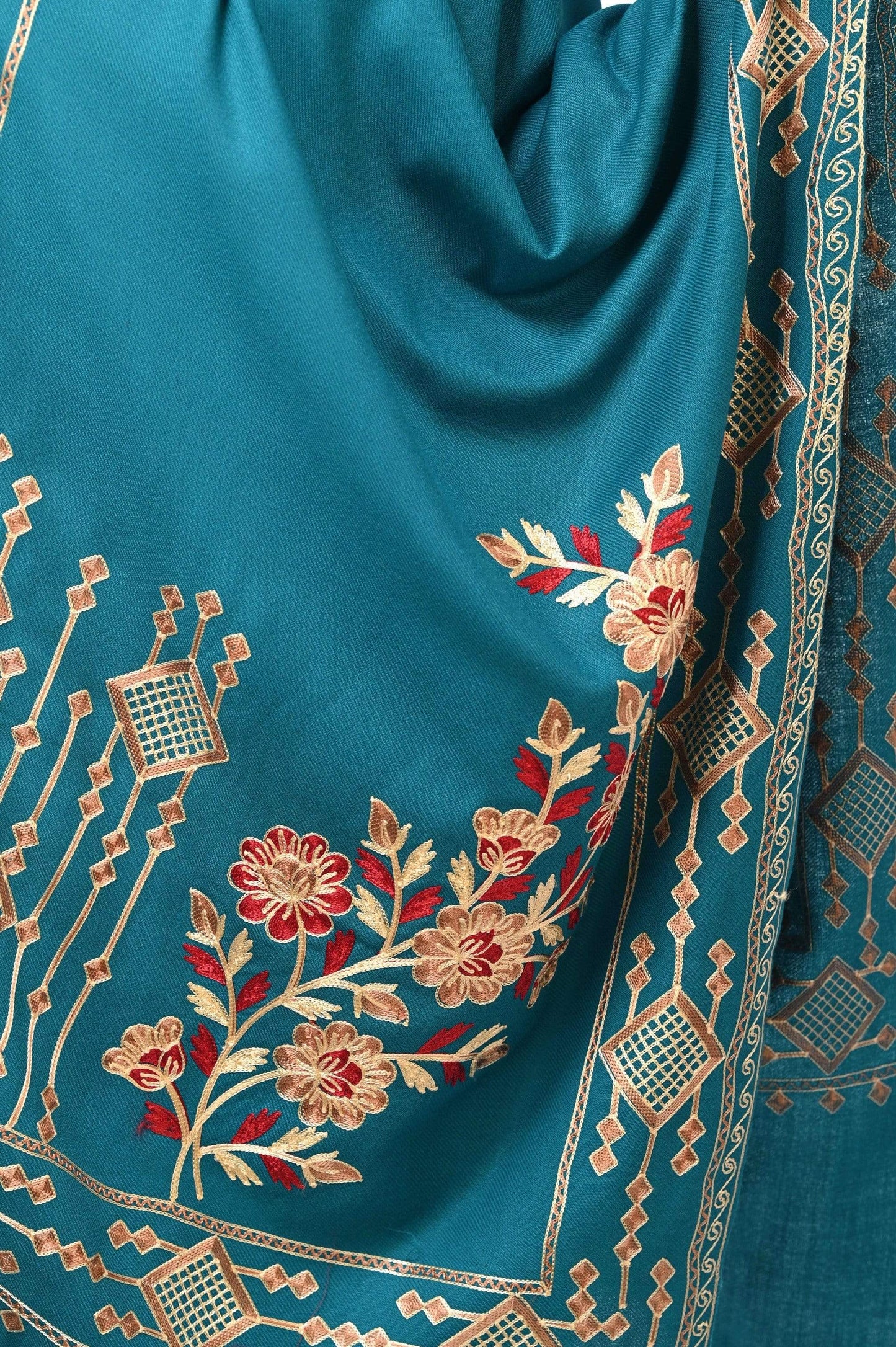 Pashwool 70x200 Pashwool Womens Kashmiri Embroidery Stole, Soft and Warm, Woollen Stole