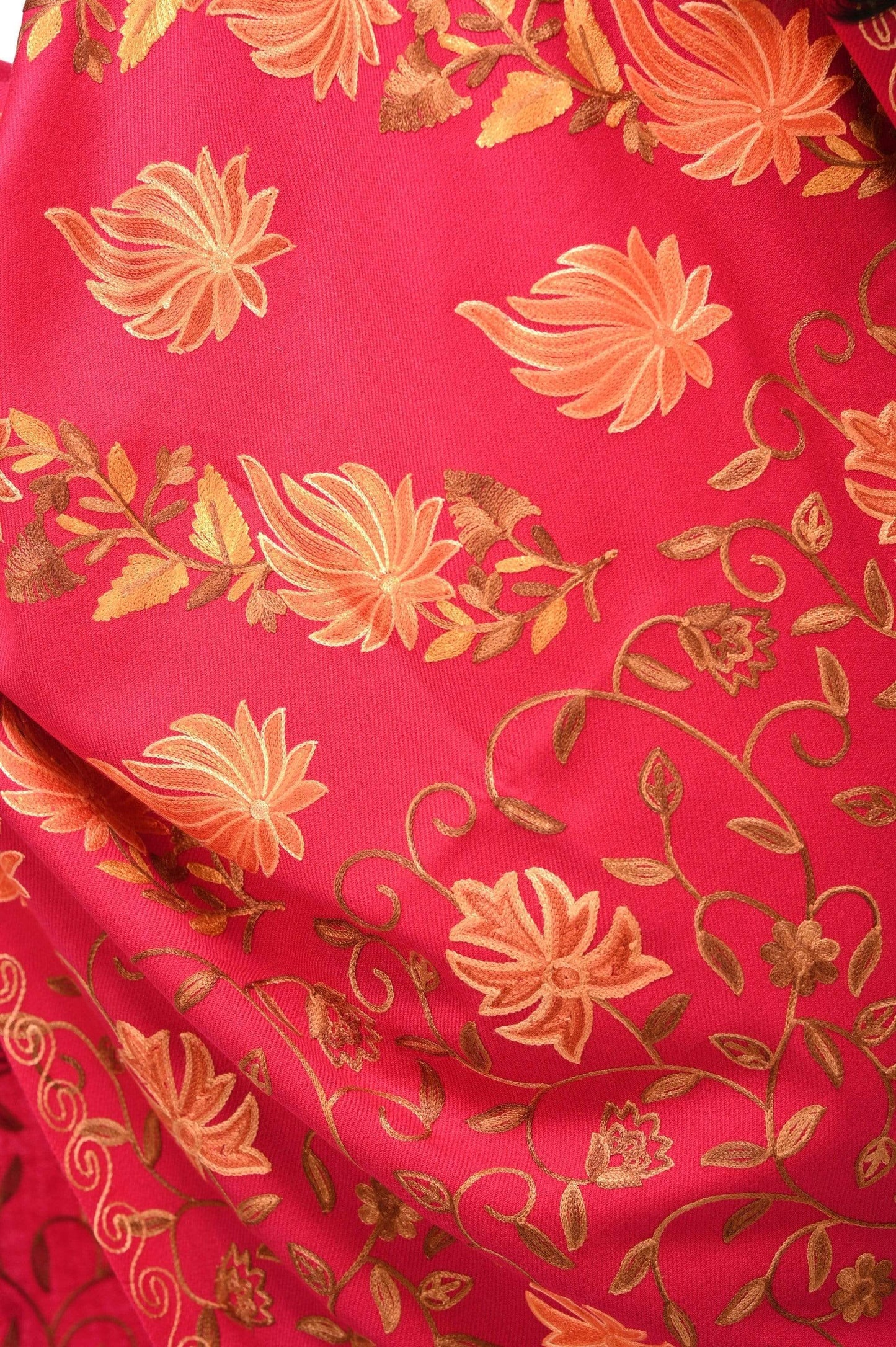 Pashwool 70x200 Pashwool Womens Kashmiri Embroidery Stole,Warm, Woollen Stole, Pink