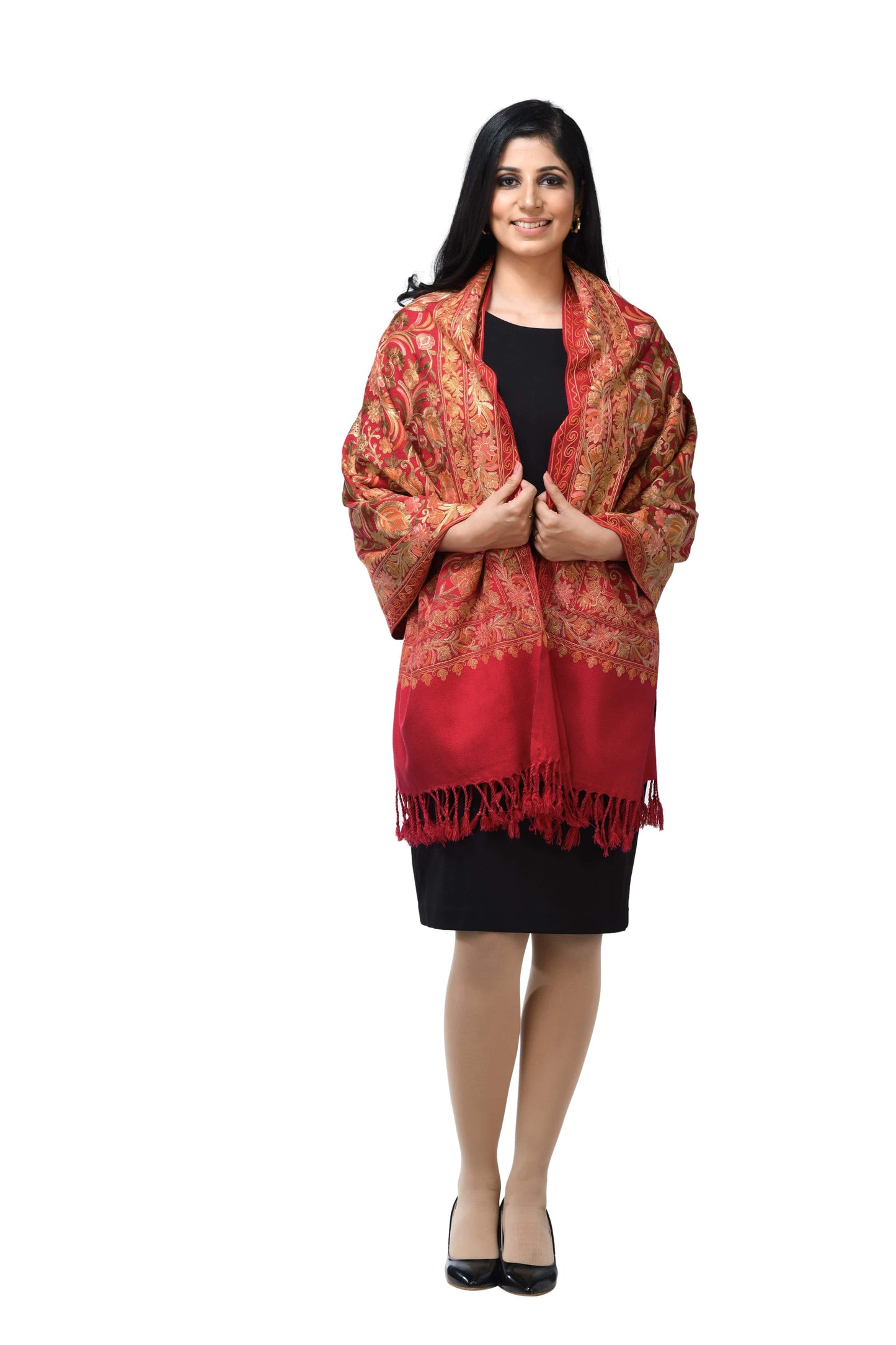 Pashwool Womens Stoles and Scarves Scarf Pashwool Womens Kashmiri Embroidery Stole, Woollen Stole, Pink, Soft And Warm