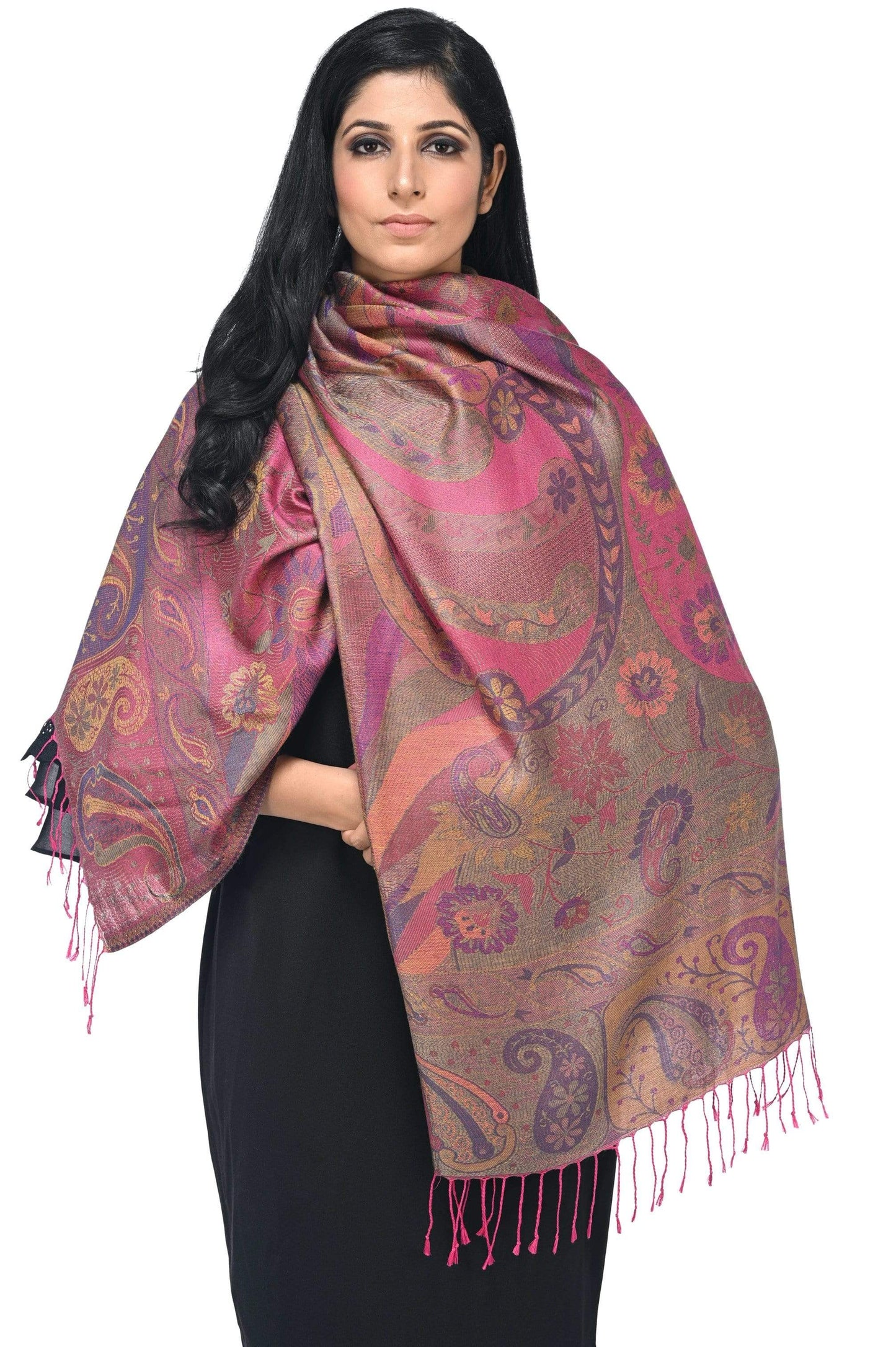 Pashwool 70x200 Pashwool Womens Silky Soft Stole, With Ethnic Weave Design