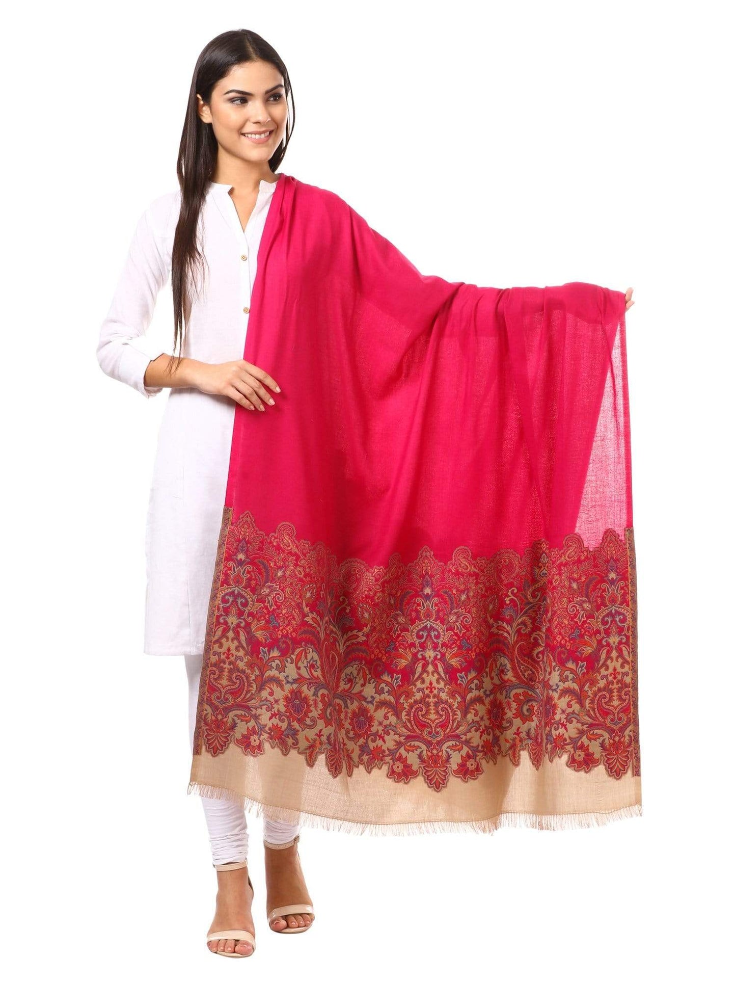 Pashtush Women'S Jacquard Palla Shawl, Soft Faux Pashmina - Fluro Pink Pink