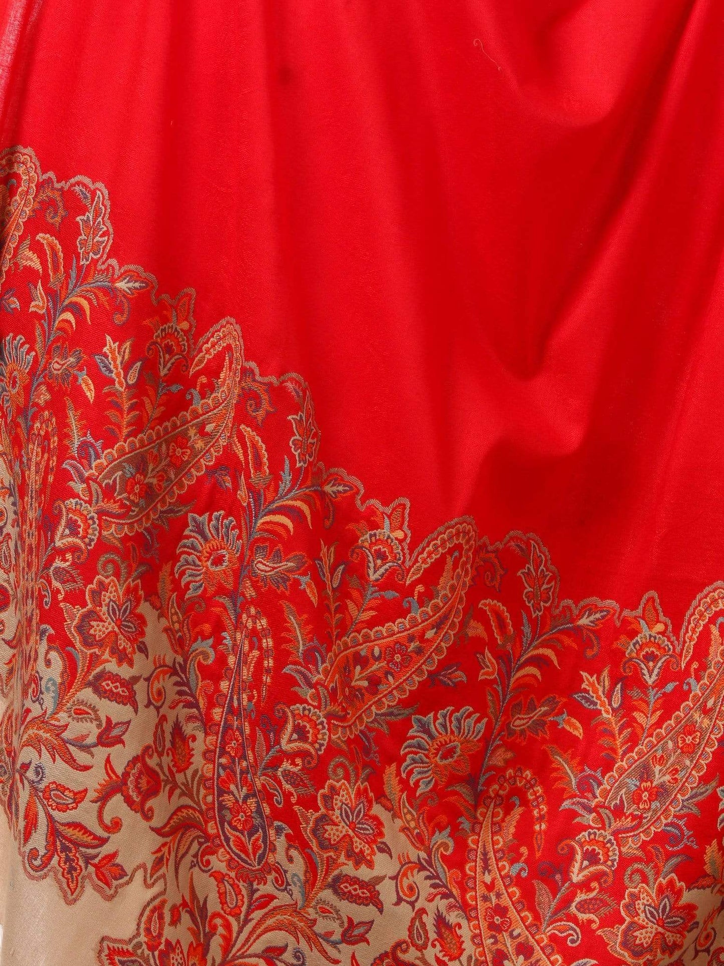 Pashtush India 100x200 Women's Kashmiri Jacquard Palla Shawl, Soft Faux Pashmina - Red