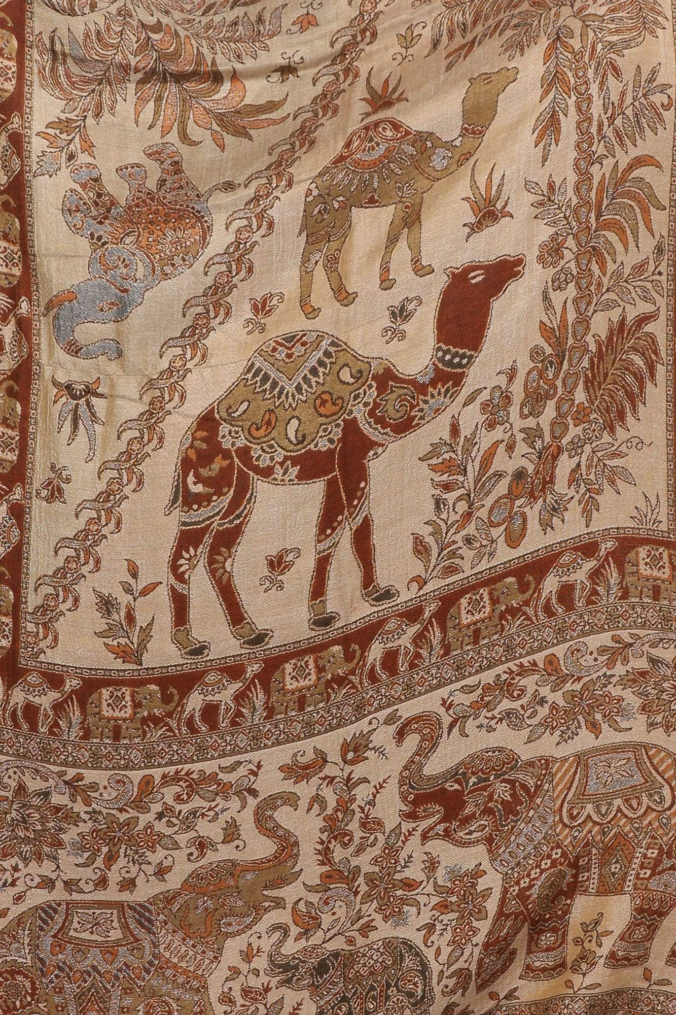 Pashtush Womens Fine Bamboo Jacquard Scarf, Reversible, Multicoloured Brown