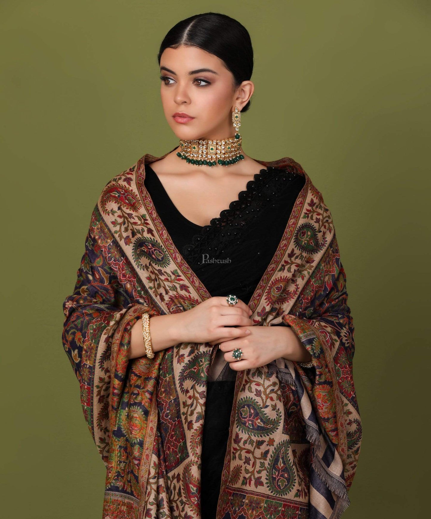 Pashtush Shawl Store Shawl Womens Kaani Shawl, Faux Pashmina, Soft and Warm, Beige