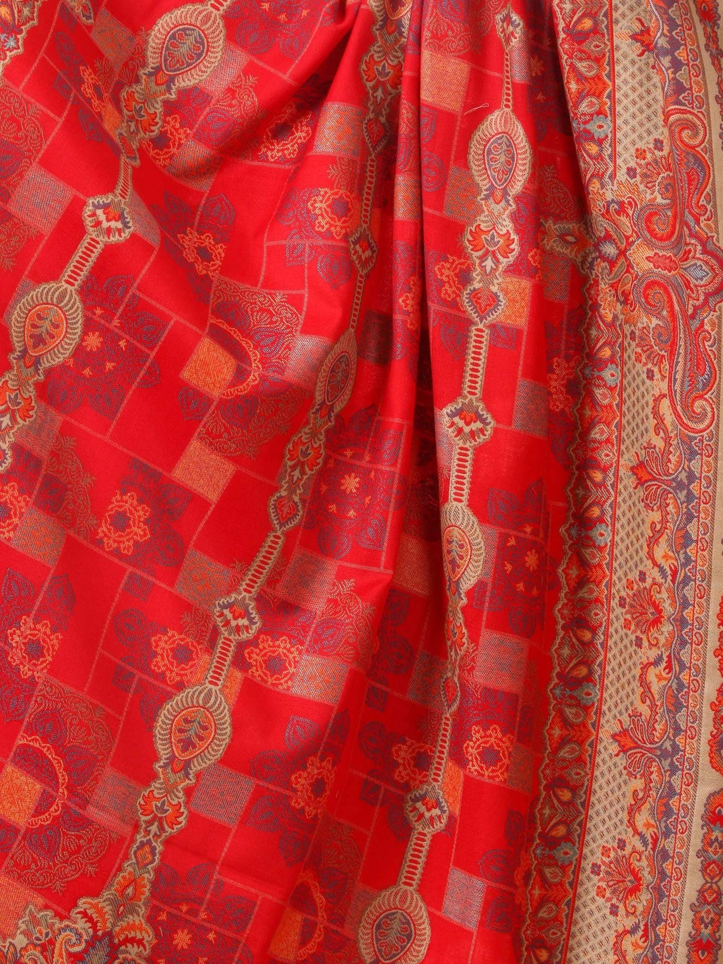 Pashtush Shawl Store Shawl Womens Kullu Jamawar Shawl, Faux Pashmina - Red