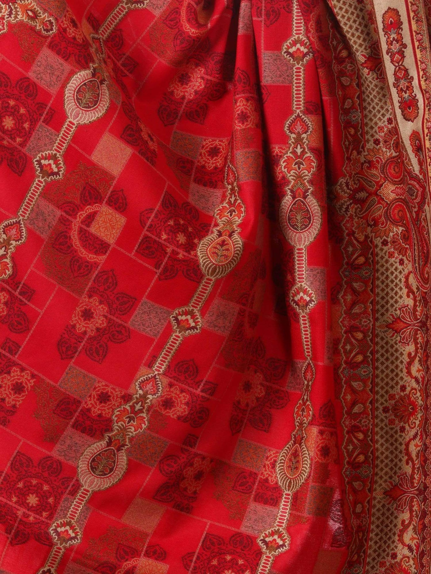 Pashtush Shawl Store Shawl Womens Kullu Jamawar Shawl, Faux Pashmina - Maroon