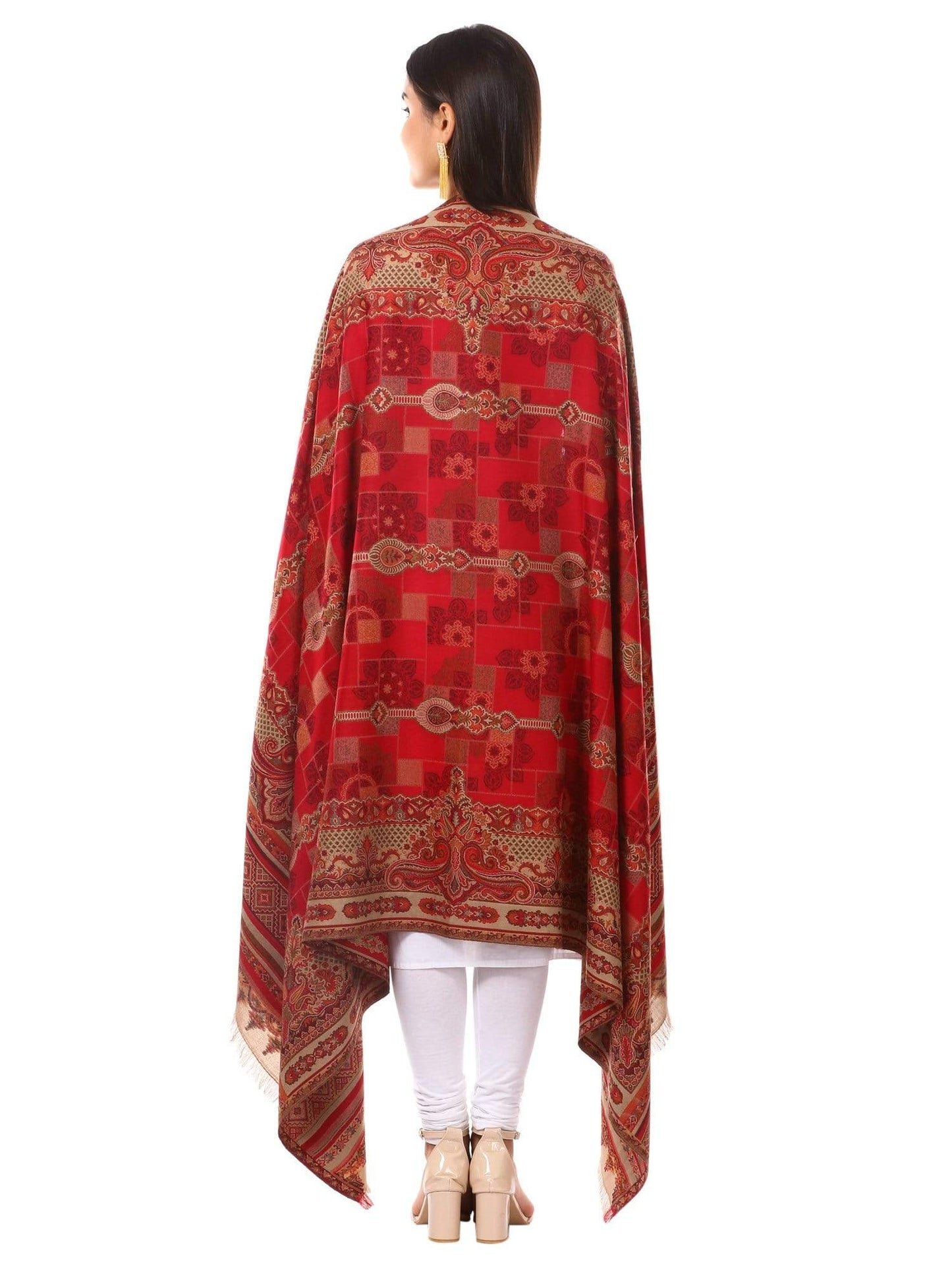Pashtush Shawl Store Shawl Womens Kullu Jamawar Shawl, Faux Pashmina - Maroon