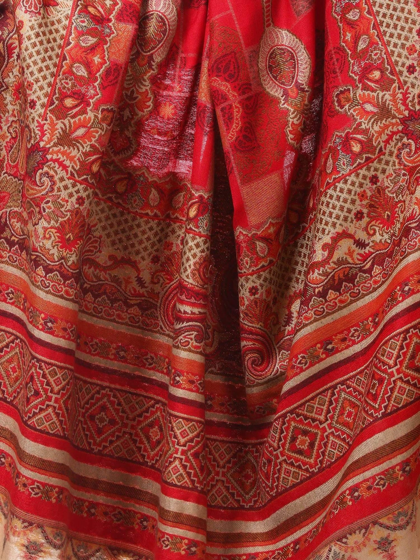 Pashtush Shawl Store Shawl Womens Kullu Jamawar Shawl, Faux Pashmina - Maroon