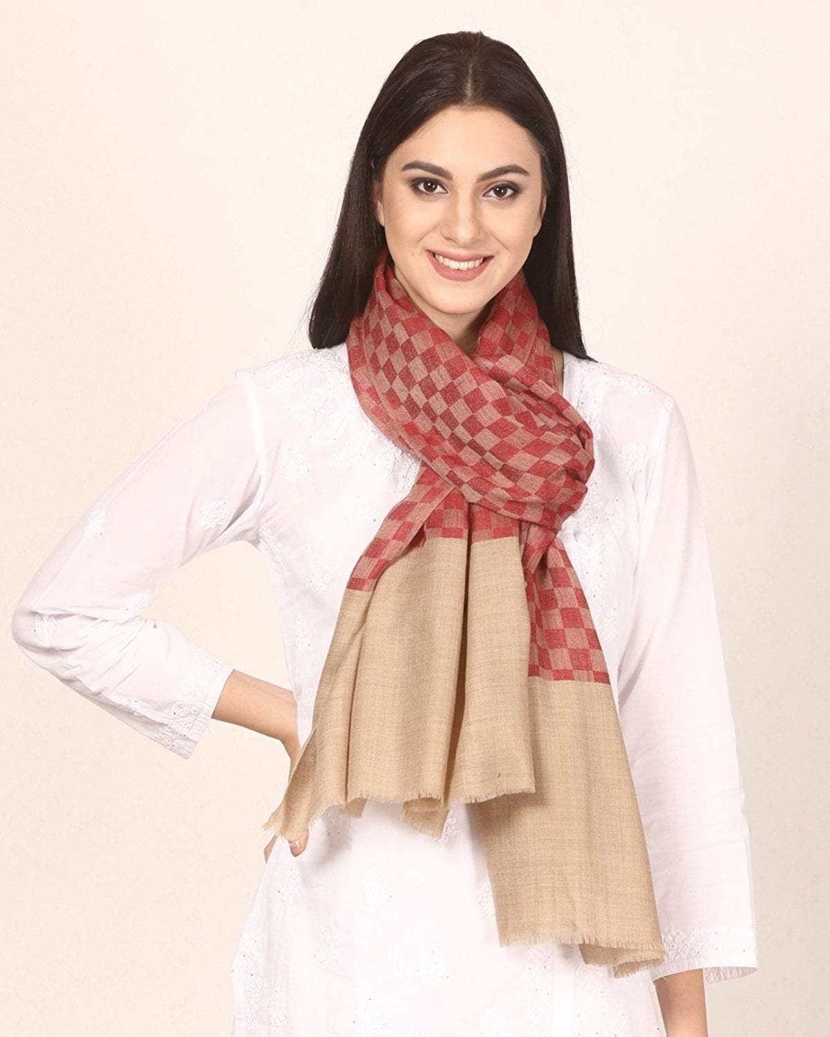 Pashtush Store Pashtush Women's Reversible Stole, Pashmina Shawls, Fine Wool Scarf (size 28 x 80 inches)