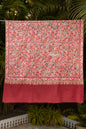 Pashtush India Womens Shawls Pashtush Womens Pure Pashmina Shawl, Papier Mache Hand Embroidery, Hand Woven, Gulabdaar Design, Scarlet Red