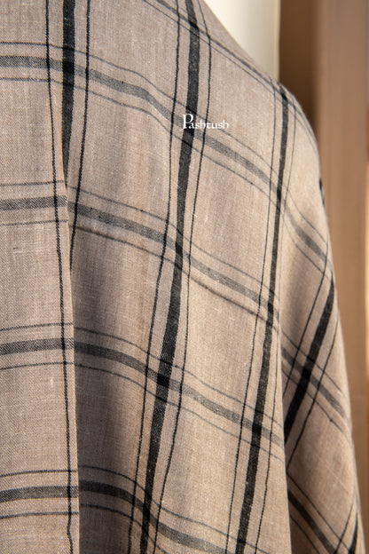 Pashtush India Mens Shawls Gents Shawl Pashtush Mens Pure Pashmina Shawl, Black And Beige