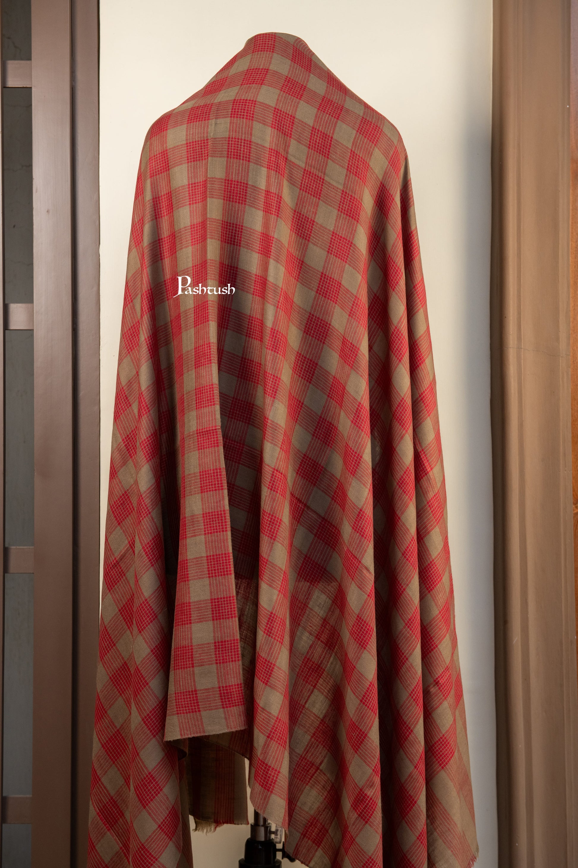 Pashtush India Mens Shawls Gents Shawl Pashtush Mens Pure Pashmina Shawl, Maroon