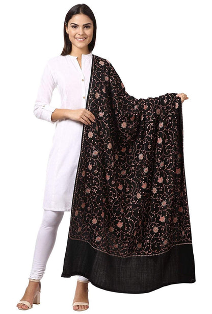 Pashtush India Shawl Pashtush Pachranga Kashmiri Embroidery Shaw in Black