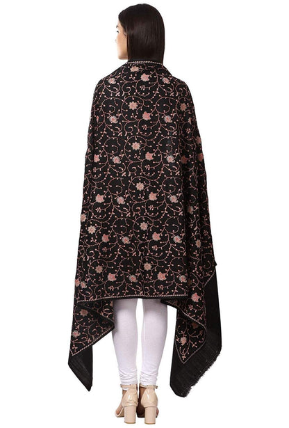 Pashtush India Shawl Pashtush Pachranga Kashmiri Embroidery Shaw in Black