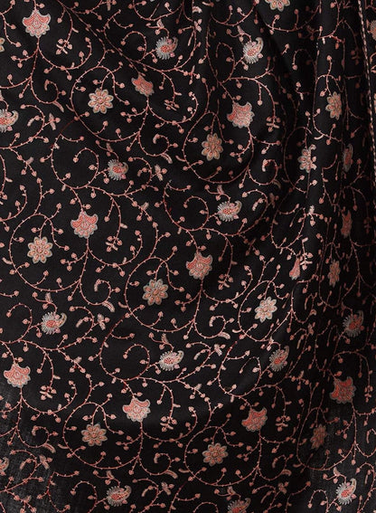Pashtush India Shawl Pashtush Pachranga Kashmiri Embroidery Shaw in Black