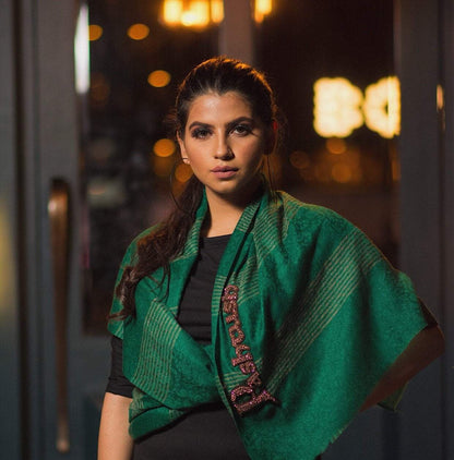 Pashtush India stoles Pashtush Premium Collection Extra fine Chic Pashmina handfeel Scarf in Bottle Green
