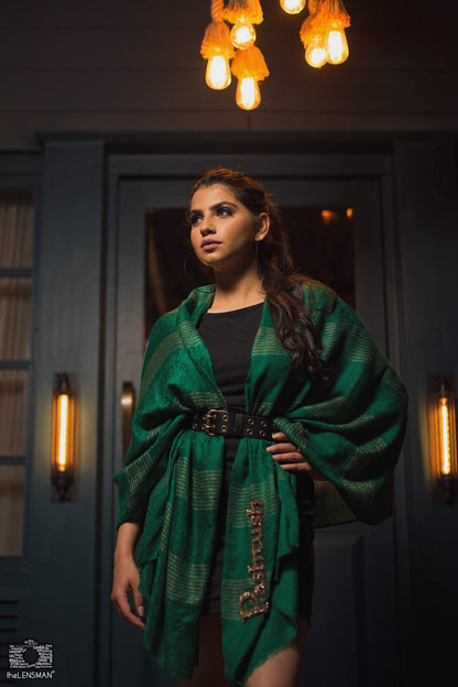 Pashtush India stoles Pashtush Premium Collection Extra fine Chic Pashmina handfeel Scarf in Bottle Green