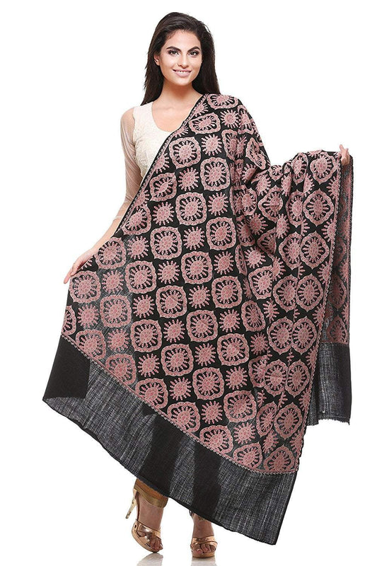 Pashtush India shawl Pashtush Women's Heavy Embroidered Shawl (Black)