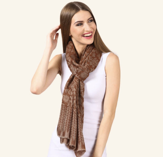 Pashtush India stoles Pashtush Womens Floral Pashmina Handfeel Scarf | Stole k