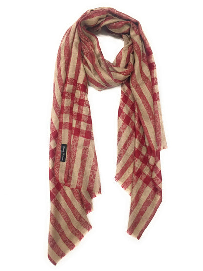 Pashtush India Pashtush Womens Luxury Wool Check Scarf, Soft Pashmina Scarf Stole, Extra-Fine
