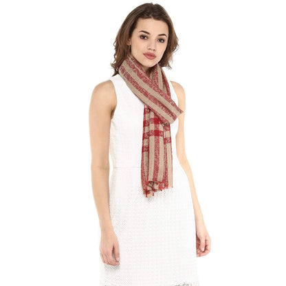 Pashtush India Pashtush Womens Luxury Wool Check Scarf, Soft Pashmina Scarf Stole, Extra-Fine