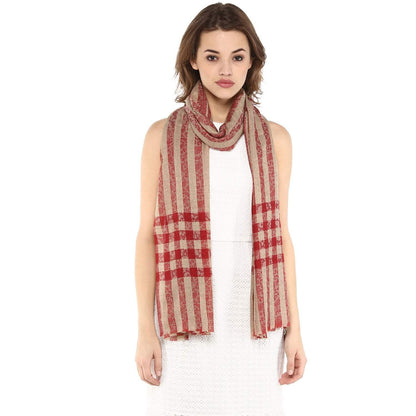 Pashtush India Pashtush Womens Luxury Wool Check Scarf, Soft Pashmina Scarf Stole, Extra-Fine
