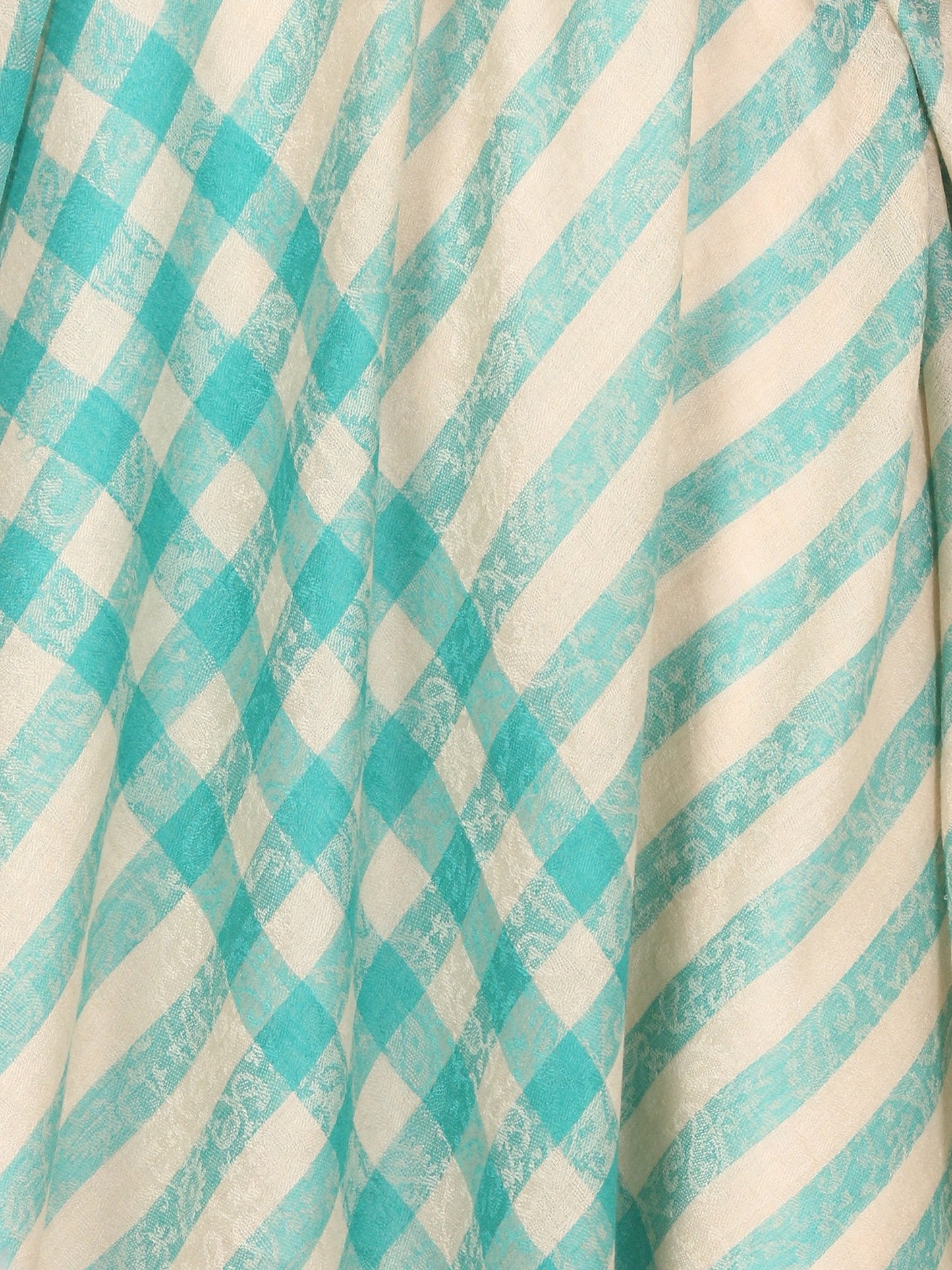 Pashtush India Stole Womens Woven Fine Wool Check Stripe Design Scarf