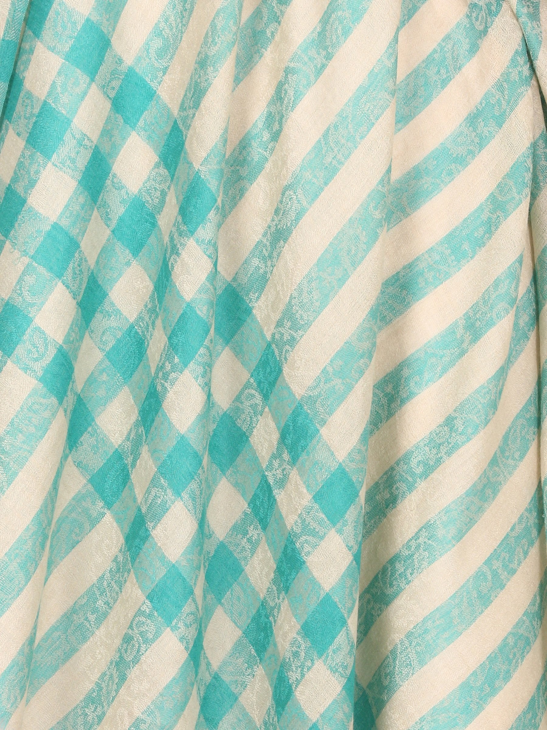 Pashtush India Stole Womens Woven Fine Wool Check Stripe Design Scarf