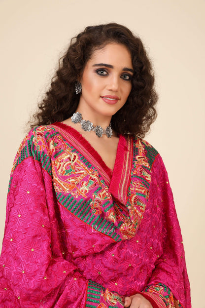 Pashtush India 114x228 Copy of Pashtush Womens Chiffon Dupatta with Multicoloured Embroidery, Phulkari