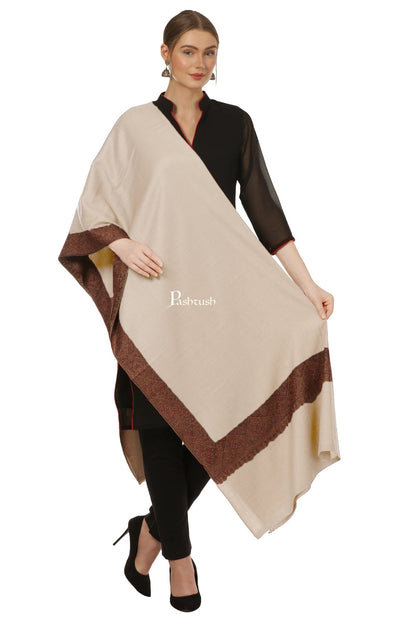 Pashtush India Womens Shawls Copy of Pashtush Womens Hand Embroidery Shawl, Border Design Shawls