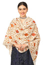 Pashtush India Womens Stoles and Scarves Scarf Pashtush Aari Embroidery Stole, Fine Wool, White