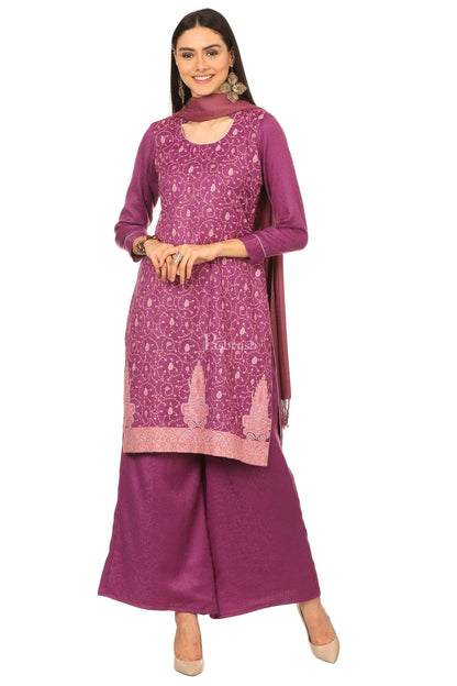 Pashtush India Womens Stoles and Scarves Scarf Pashtush Embroidery Suit, Fine Wool (Unstitched) -