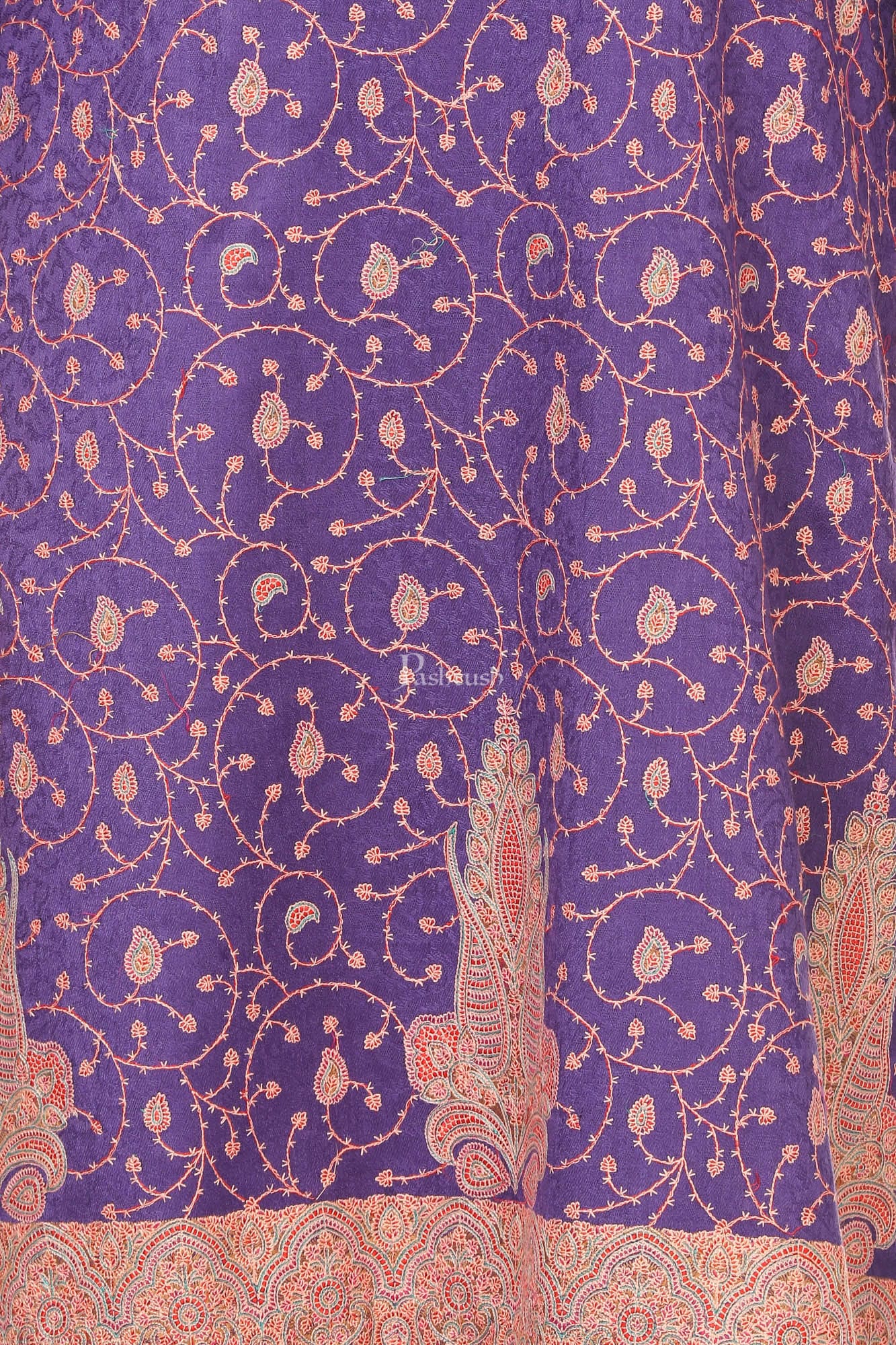 Pashtush India Womens Stoles and Scarves Scarf Pashtush Embroidery Suit, With Self Stole (Unstitched) - Purple