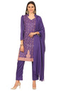 Pashtush India Womens Stoles and Scarves Scarf Pashtush Embroidery Suit, With Self Stole (Unstitched) - Purple