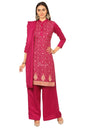 Pashtush India Womens Stoles and Scarves Scarf Pashtush Embroidery, With Self Stole (Unstitched) - Rich Pink