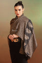 Pashtush India Womens Shawls Pashtush  Extra Fine Wool Shawl, Tone On Tone Palla Embroidery Design, Black