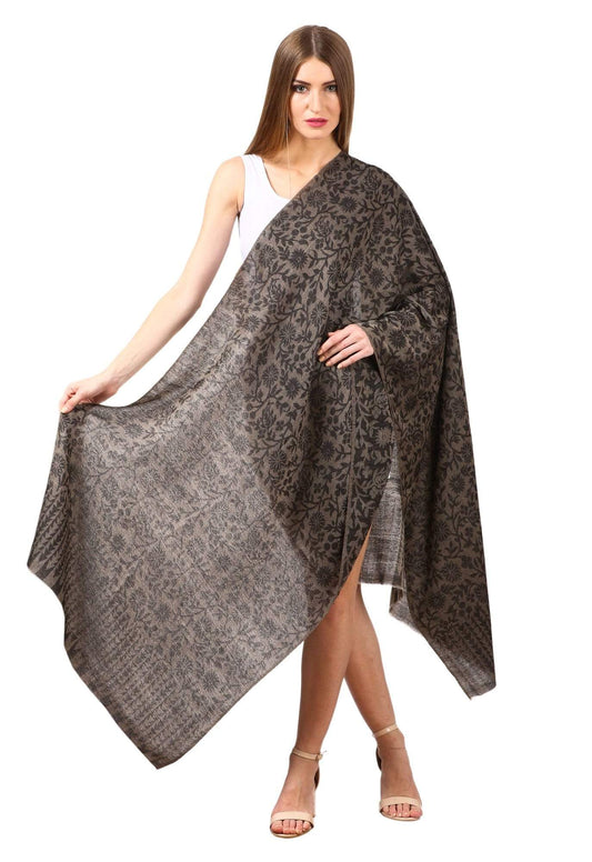 Pashtush India 70x200 Pashtush Fine Wool Luxury Floral Design Scarf, Pashmina handfeel Blended Stole.