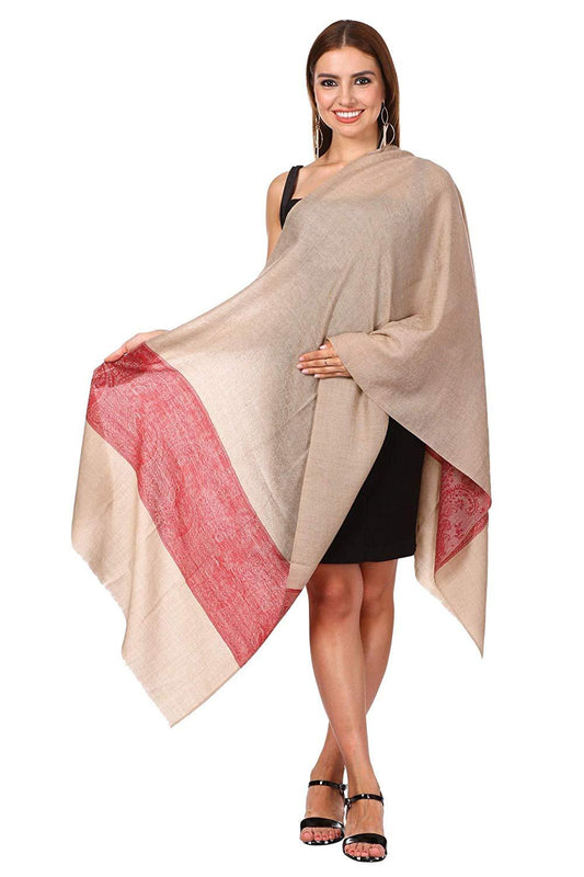 Pashtush India 70x200 Pashtush Fine Wool Luxury Jacquard Design Scarf, Stole, Extra Fine Blended Pashmina, Soft and Warm